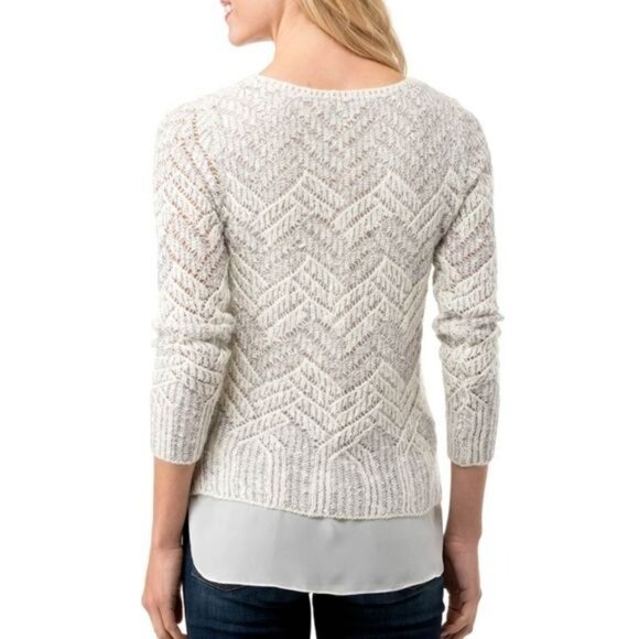 Lucky Brand Sweater Womens Large Beige Cable Knit Layered Pullover - Picture 12 of 12